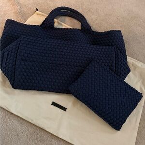 Naghedi Navy Blue St. Barths Tote Bag with Pouch